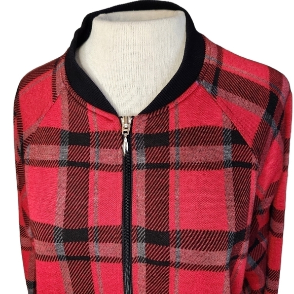 𝅺Erin London Plaid Zip Up Sweatshirt - Picture 2 of 6